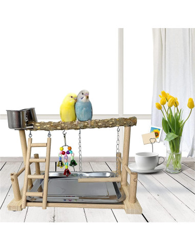 Soporte de Juego para Aves PINVNBY - Jaula de Madera 37.5cm