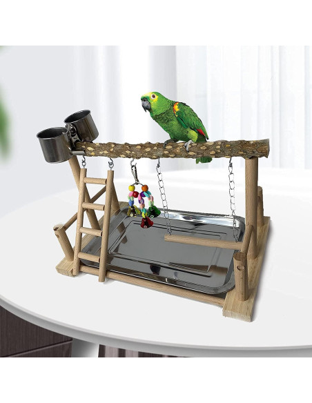 Soporte de Juego para Aves PINVNBY - Jaula de Madera 37.5cm