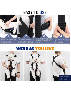 Mochila Transportadora Pawaboo para Mascotas Mediana Negra 2