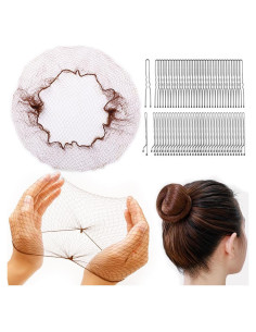 225PCS Juego de Redes para Cabello Marrón 30cm con Horquillas