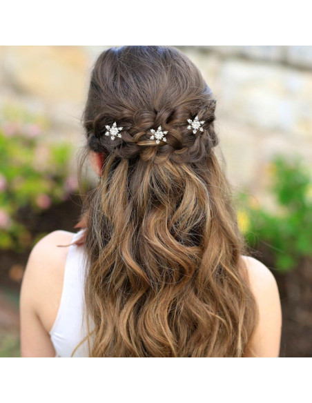 6 Clips de Cabello de Navidad RUSTAMM Plata Copo de Nieve