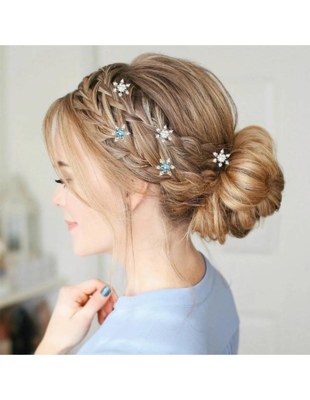 6 Clips de Cabello de Navidad RUSTAMM Plata Copo de Nieve