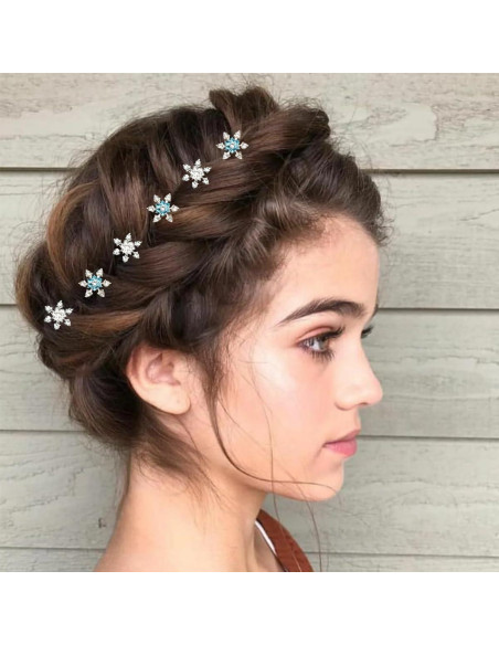 6 Clips de Cabello de Navidad RUSTAMM Plata Copo de Nieve