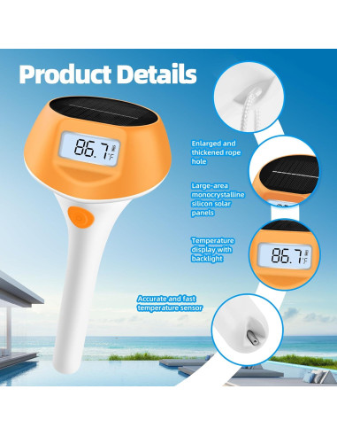 Termómetro Flotante de Piscina Solar IdearDay LD-PT86-C LCD