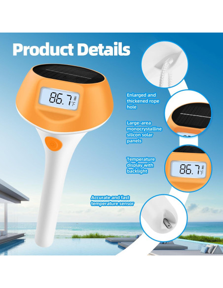 Termómetro Flotante de Piscina Solar IdearDay LD-PT86-C LCD