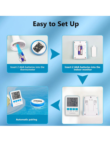 Termómetro de piscina inalámbrico FERROZA SH-212 IPX7 60m
