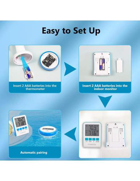 Termómetro de piscina inalámbrico FERROZA SH-212 IPX7 60m