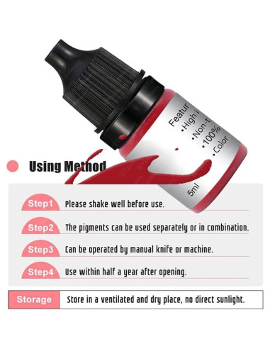 Tinta de Pigmento Permanente DuBeauty 5ml Rojo Uva para Microblading