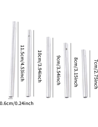 Kit 30 Tubos de Campana de Viento Aluminio Honbay Plateados