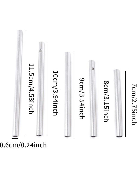 Kit 30 Tubos de Campana de Viento Aluminio Honbay Plateados