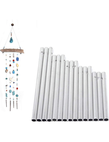 Kit 30 Tubos de Campana de Viento Aluminio Honbay Plateados