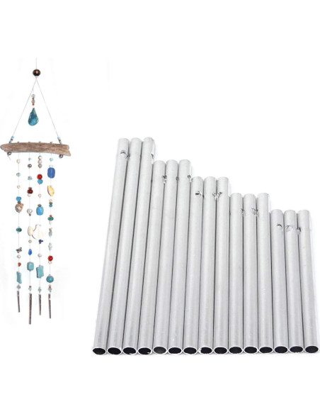 Kit 30 Tubos de Campana de Viento Aluminio Honbay Plateados
