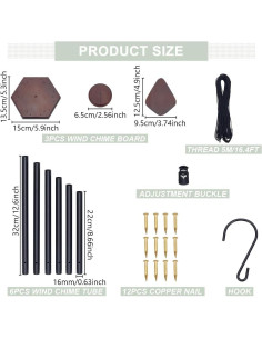 Kit de Campanas de Viento DIY WEBEEDY 25 Pzs Madera Decorativa 2