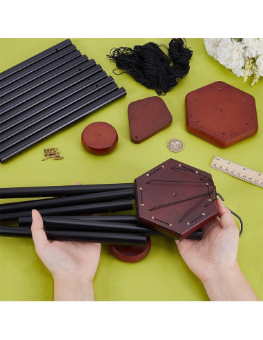 Kit de Campanas de Viento DIY WEBEEDY 25 Pzs Madera Decorativa