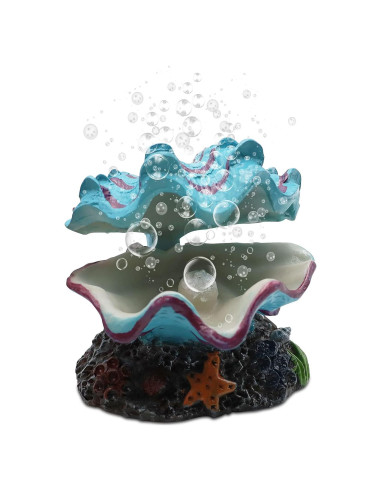 Adorno de Acuario Abnaok Concha de Almeja Azul 13.3x10.9cm