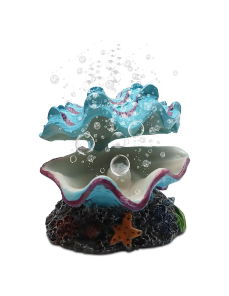 Adorno de Acuario Abnaok Concha de Almeja Azul 13.3x10.9cm