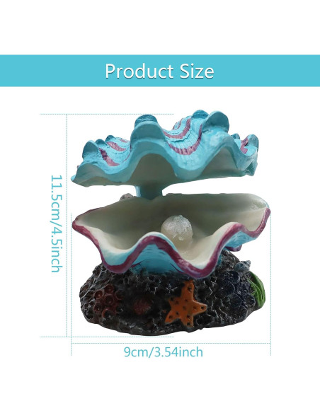 Adorno de Acuario Abnaok Concha de Almeja Azul 13.3x10.9cm