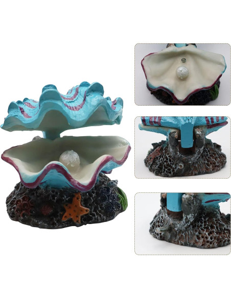 Adorno de Acuario Abnaok Concha de Almeja Azul 13.3x10.9cm