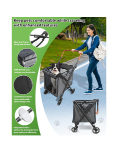 Carrito Plegable para Mascotas Joyka 70L Gris 4 Ruedas 2