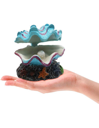 Adorno de Acuario Abnaok Concha de Almeja Azul 13.3x10.9cm