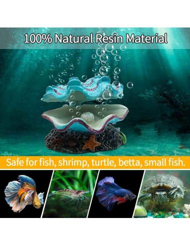 Adorno de Acuario Abnaok Concha de Almeja Azul 13.3x10.9cm