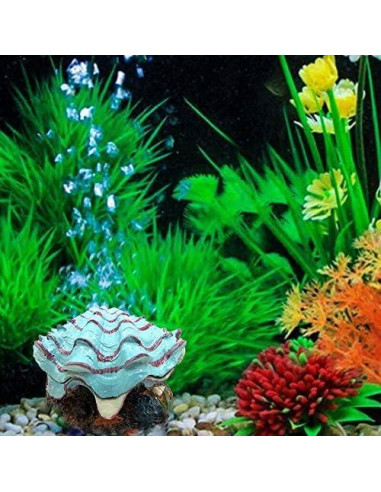 Adorno de Acuario Abnaok Concha de Almeja Azul 13.3x10.9cm