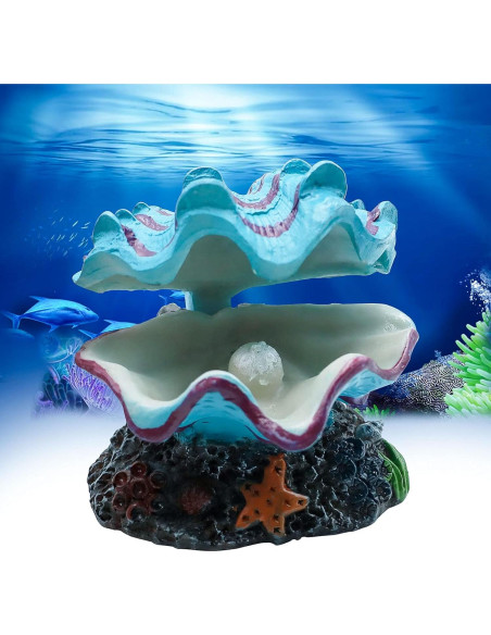 Adorno de Acuario Abnaok Concha de Almeja Azul 13.3x10.9cm