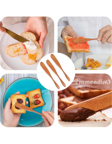 Espátulas de Madera para Mantequilla Framendino 6 Pcs 16.5 cm