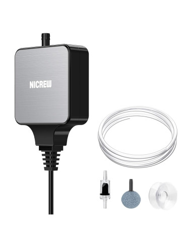 Bomba de Aire Silenciosa NICREW para Acuario 37.85L Negra