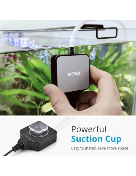 Bomba de Aire Silenciosa NICREW para Acuario 37.85L Negra