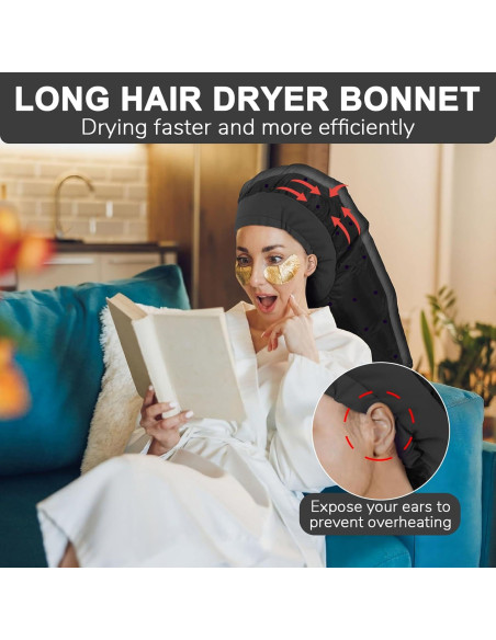Gorro Secador de Pelo Boloye Grande Negro para Cabello Rizado