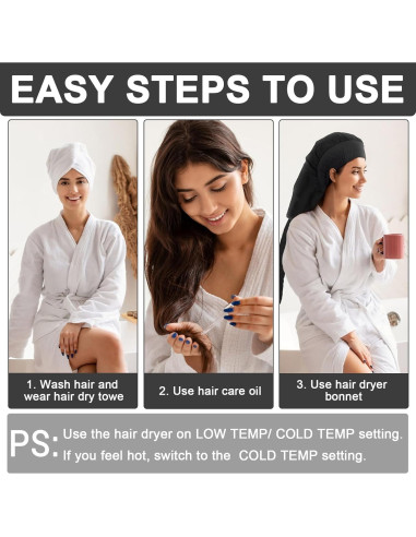 Gorro Secador de Pelo Boloye Grande Negro para Cabello Rizado