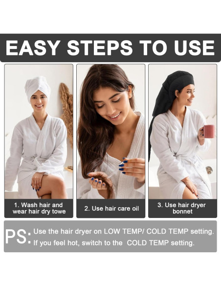 Gorro Secador de Pelo Boloye Grande Negro para Cabello Rizado