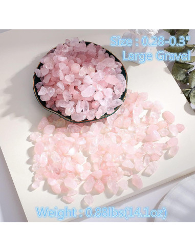 Grava de Cuarzo Rosa Natural 400g para Decoración y Acuario