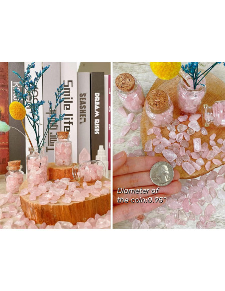 Grava de Cuarzo Rosa Natural 400g para Decoración y Acuario