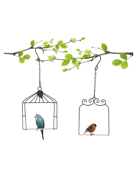 2PK Columpios de Colibrí Metal y Madera XYADX 13x17cm