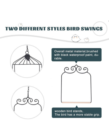 2PK Columpios de Colibrí Metal y Madera XYADX 13x17cm
