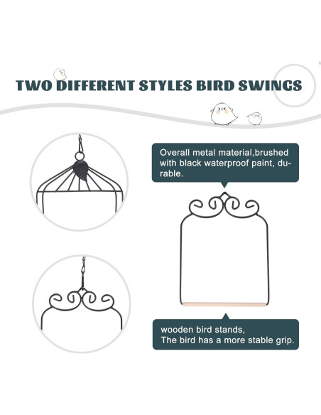 2PK Columpios de Colibrí Metal y Madera XYADX 13x17cm