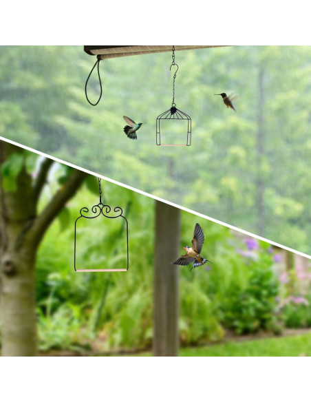 2PK Columpios de Colibrí Metal y Madera XYADX 13x17cm