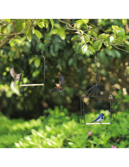 2PK Columpios de Colibrí Metal y Madera XYADX 13x17cm