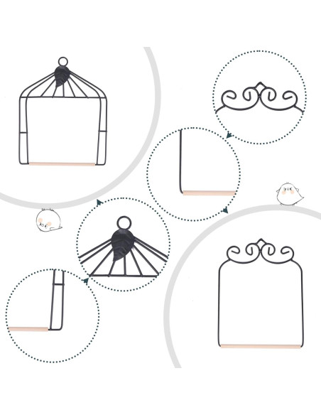 2PK Columpios de Colibrí Metal y Madera XYADX 13x17cm