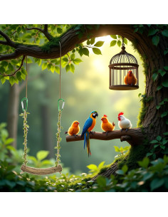 Columpio para Aves PurYupearl - Percha Entrenamiento Loros 2.5cm 2