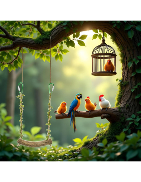 Columpio para Aves PurYupearl - Percha Entrenamiento Loros 2.5cm