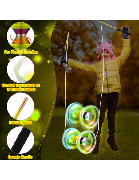 Juego de Diabolo Chino LED Chitidr 12.8 cm Amarillo