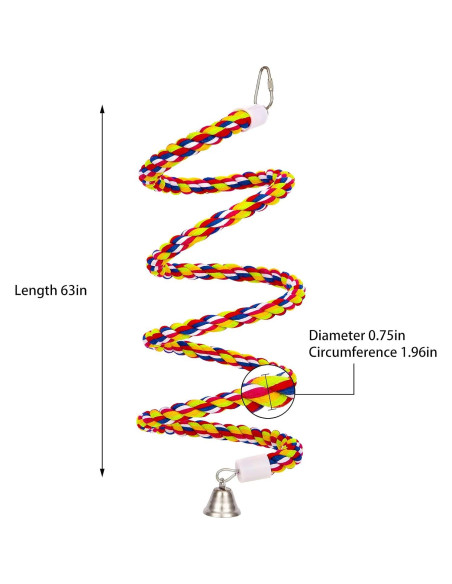 2 Perchas de Cuerda para Aves OSWINMART 160 cm Algodón Natural