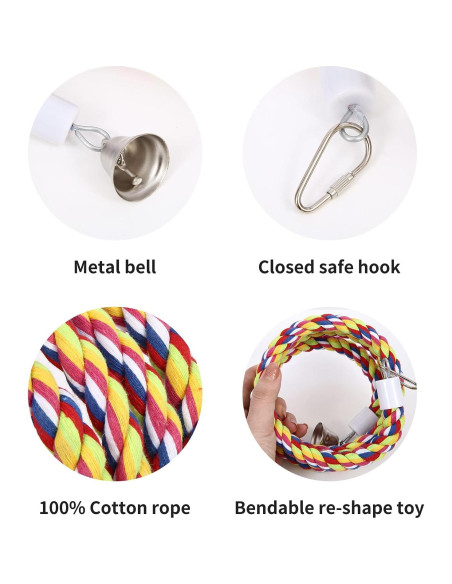 2 Perchas de Cuerda para Aves OSWINMART 160 cm Algodón Natural