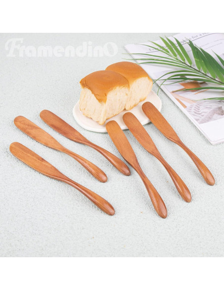 Espátulas de Madera para Mantequilla Framendino 6 Pcs 16.5 cm