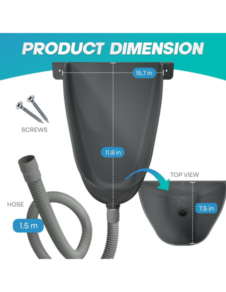 Orinal Sin Agua Raeflow con Manguera 1.5m - Gris