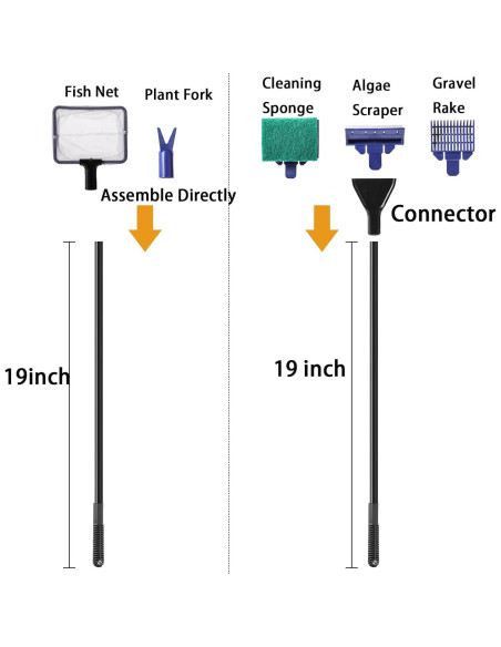 Kit de Limpieza de Acuario TOPZEA 5 en 1 con Mango de 48 cm