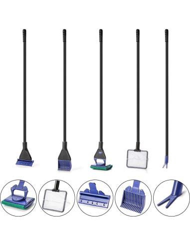 Kit de Limpieza de Acuario TOPZEA 5 en 1 con Mango de 48 cm